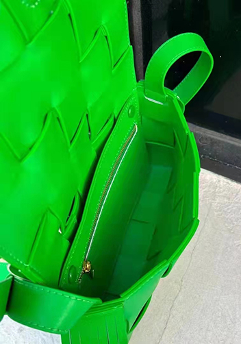 Mia Fringed Leather Shoulder Bag Green Parakeet