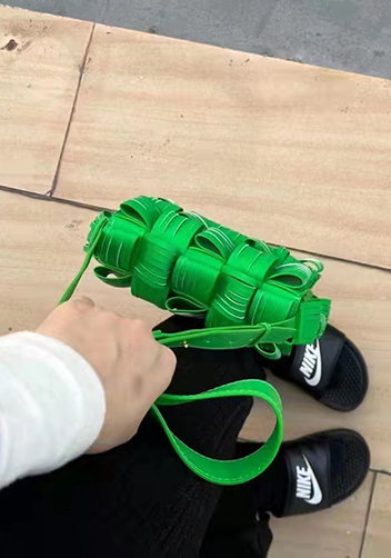 Mia Fringed Leather Shoulder Bag Green Parakeet