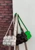 Mia Fringed Leather Shoulder Bag Green Parakeet