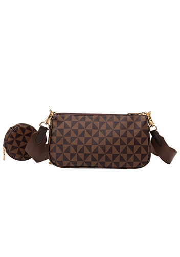 Louisa Triangle Checked Vegan Leather Clutch Bag Brown