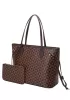 Louisa Triangle Checked Vegan Leather Tote Brown