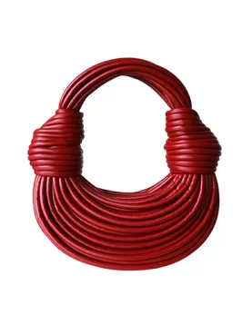 Dina Spaghetti Vegan Leather Knot Top Handle Bag Burgundy