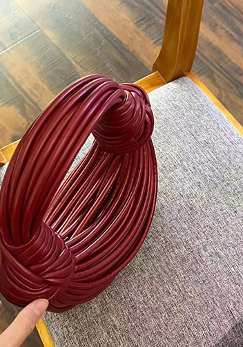 Dina Spaghetti Vegan Leather Knot Top Handle Bag Burgundy