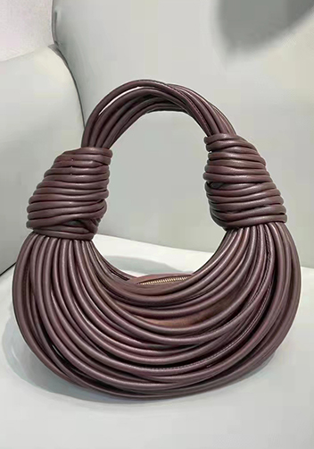 Dina Spaghetti Vegan Leather Knot Top Handle Bag Choco