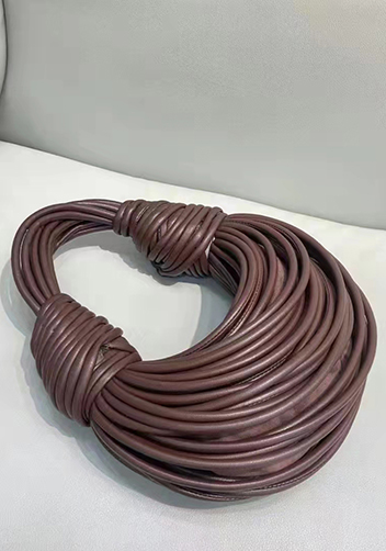Dina Spaghetti Vegan Leather Knot Top Handle Bag Choco