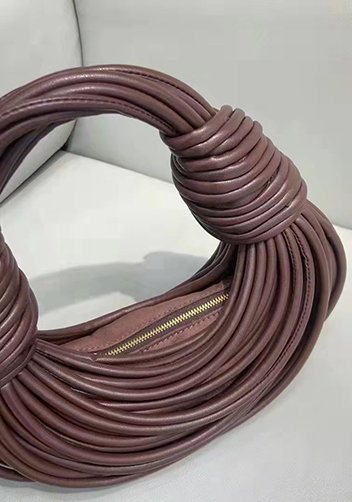 Dina Spaghetti Vegan Leather Knot Top Handle Bag Choco