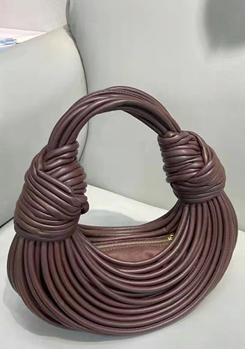 Dina Spaghetti Vegan Leather Knot Top Handle Bag Choco