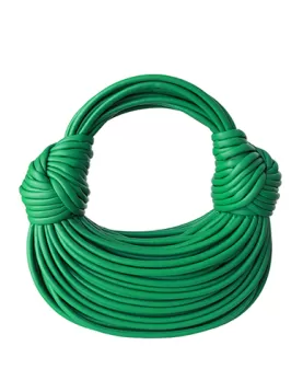 Dina Spaghetti Vegan Leather Knot Top Handle Bag Green