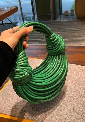 Dina Spaghetti Vegan Leather Knot Top Handle Bag Green