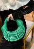 Dina Spaghetti Vegan Leather Knot Top Handle Bag Green