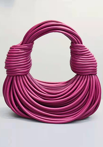 Dina Spaghetti Vegan Leather Knot Top Handle Bag Plum Purple