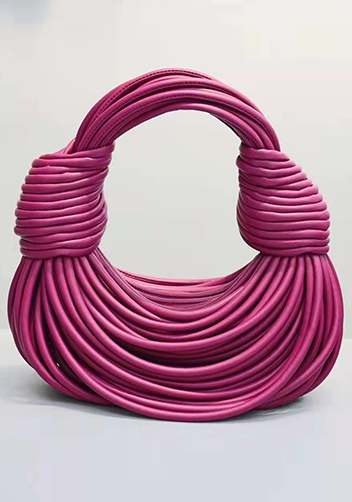 Dina Spaghetti Vegan Leather Knot Top Handle Bag Plum Purple