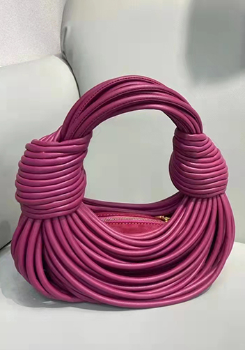 Dina Spaghetti Vegan Leather Knot Top Handle Bag Plum Purple