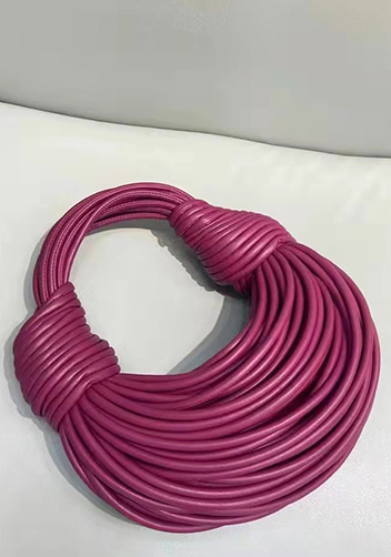 Dina Spaghetti Vegan Leather Knot Top Handle Bag Plum Purple