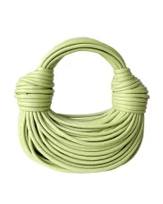 Dina Spaghetti Vegan Leather Knot Top Handle Bag Spinach