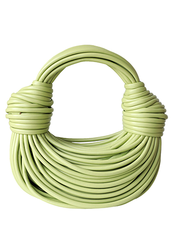 Dina Spaghetti Vegan Leather Knot Top Handle Bag Spinach