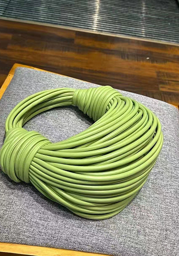 Dina Spaghetti Vegan Leather Knot Top Handle Bag Spinach