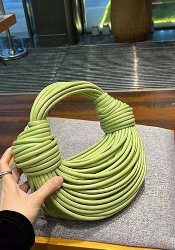 Dina Spaghetti Vegan Leather Knot Top Handle Bag Spinach