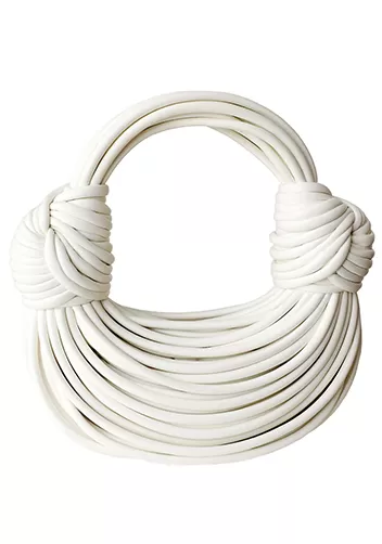 Dina Spaghetti Vegan Leather Knot Top Handle Bag White