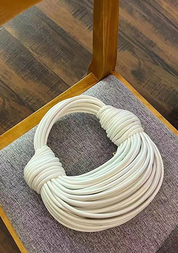 Dina Spaghetti Vegan Leather Knot Top Handle Bag White