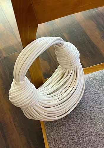 Dina Spaghetti Vegan Leather Knot Top Handle Bag White