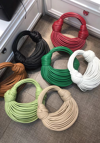 Dina Spaghetti Vegan Leather Knot Top Handle Bag White