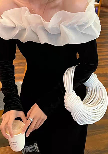 Dina Spaghetti Vegan Leather Knot Top Handle Bag White