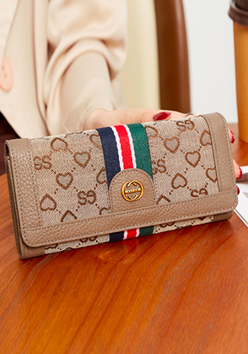 Heart Logo Monogram Continental Wallet Grey