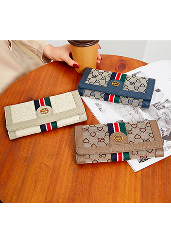 Heart Logo Monogram Continental Wallet Grey