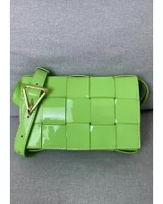Mia Square Patent Leather Shoulder Bag Avocado