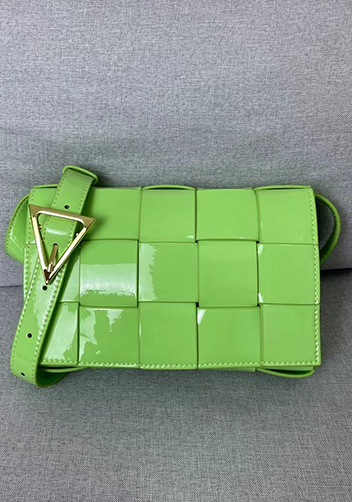 Mia Square Patent Leather Shoulder Bag Avocado