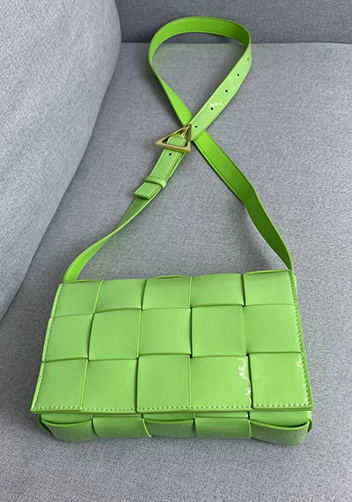 Mia Square Patent Leather Shoulder Bag Avocado