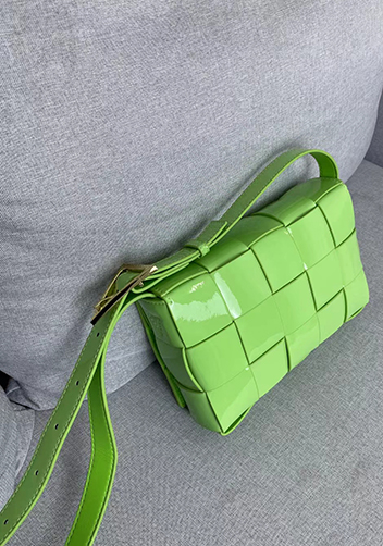 Mia Square Patent Leather Shoulder Bag Avocado