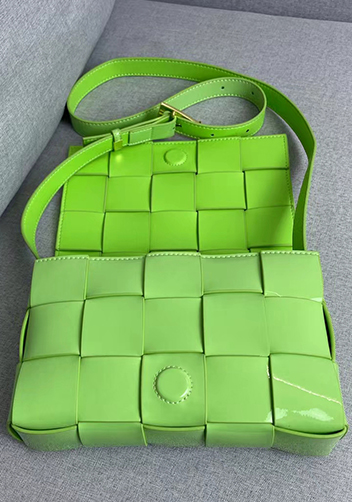 Mia Square Patent Leather Shoulder Bag Avocado