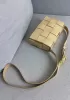 Mia Square Patent Leather Shoulder Bag Beige