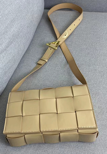 Mia Square Patent Leather Shoulder Bag Beige