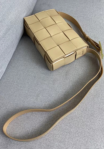 Mia Square Patent Leather Shoulder Bag Beige