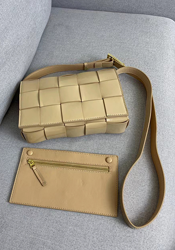 Mia Square Patent Leather Shoulder Bag Beige