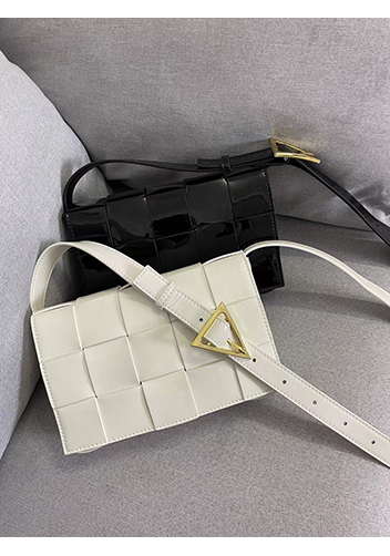 Mia Square Patent Leather Shoulder Bag Black