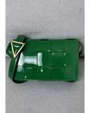 Mia Square Patent Leather Shoulder Bag Green Parakeet