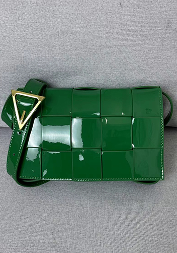Mia Square Patent Leather Shoulder Bag Green Parakeet