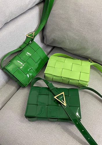 Mia Square Patent Leather Shoulder Bag Green Parakeet