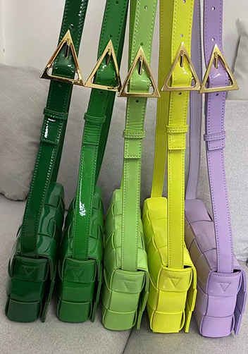 Mia Square Patent Leather Shoulder Bag Green Parakeet