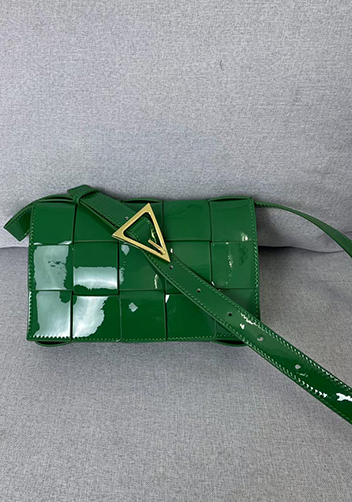 Mia Square Patent Leather Shoulder Bag Green Parakeet
