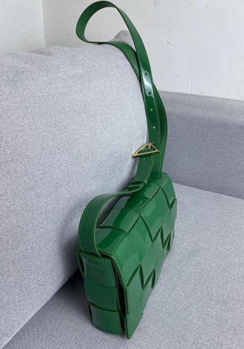 Mia Square Patent Leather Shoulder Bag Green Parakeet