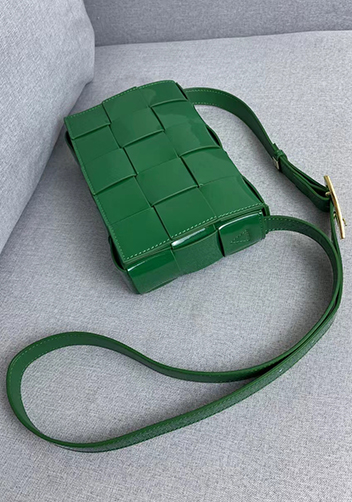 Mia Square Patent Leather Shoulder Bag Green Parakeet