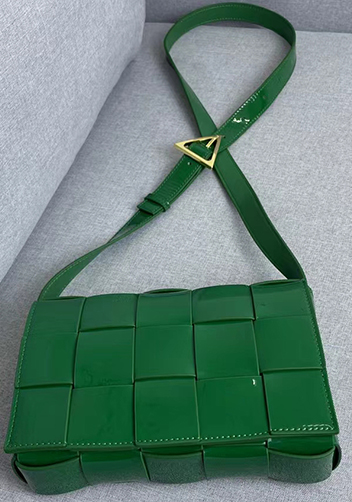 Mia Square Patent Leather Shoulder Bag Green Parakeet
