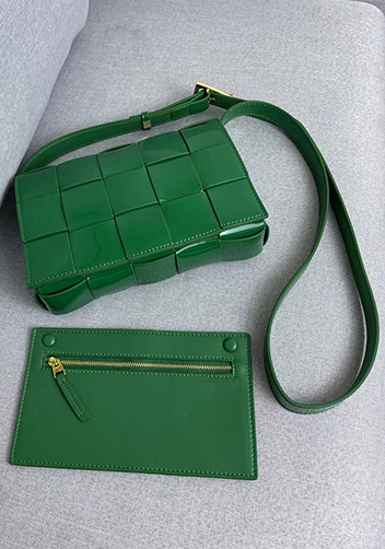 Mia Square Patent Leather Shoulder Bag Green Parakeet
