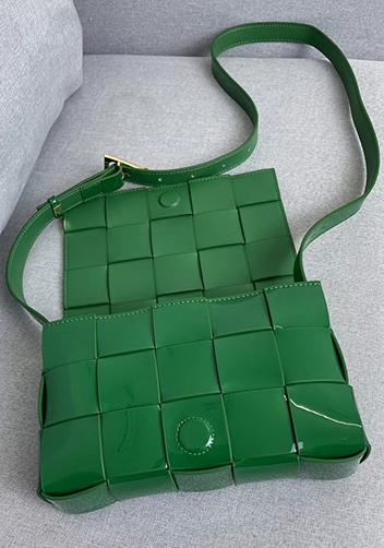 Mia Square Patent Leather Shoulder Bag Green Parakeet