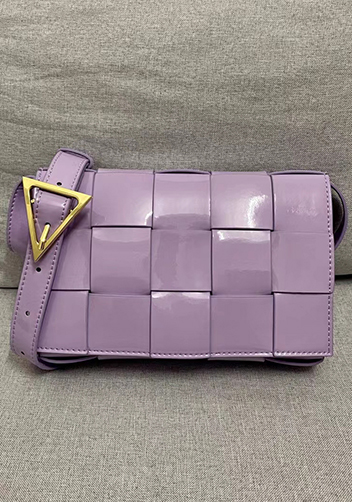 Mia Square Patent Leather Shoulder Bag Purple